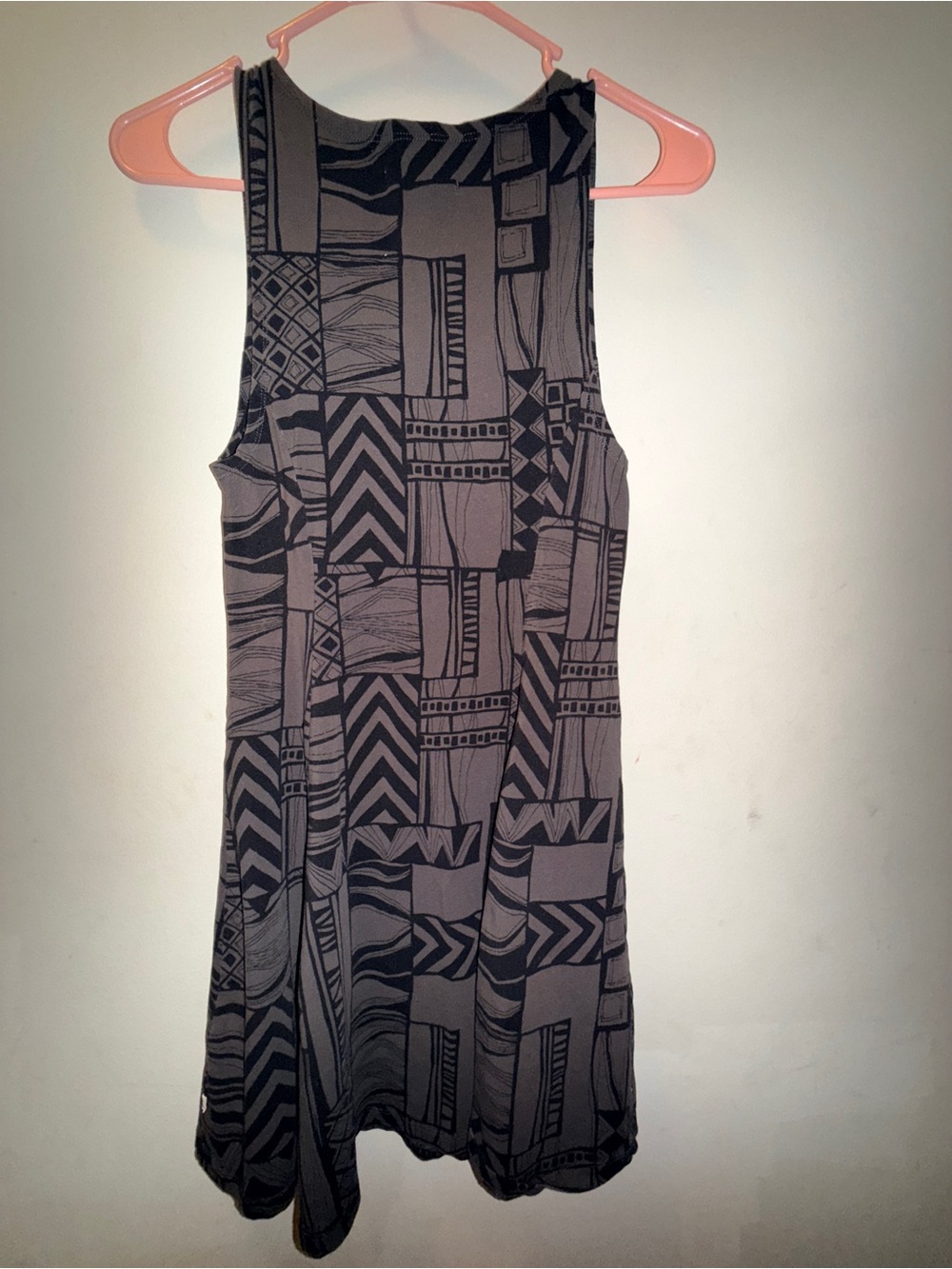 Van's Sleeveless Geometric Print Tank Dress - Black and Gray